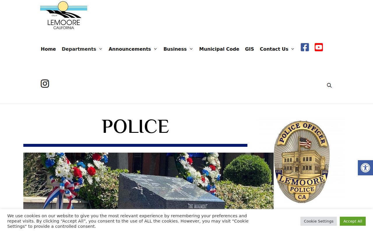 Lemoore Police contact page for Kings County arrest record requests